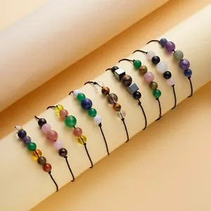 7 Chakra Bracelet Gemstone Crystal Bead Anxiety Stone Jewellery Healing Reiki UK - Picture 1 of 19