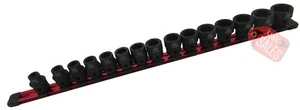 15pc 1/2" Drive Nano Low Profile Impact Socket Set METRIC W/ ALUM HOLDER - Picture 1 of 2