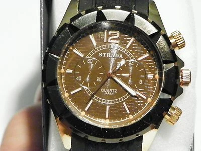 Reloj Movimiento Cuarzo Japonés Oro Negro y Rosa sobre Acero Inoxidable LIQUIDACIÓN Foto 1 de 3