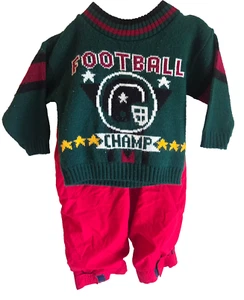 2pc Vtg Kids N’ Fun Football Sweater & Wind Pants Size 24mo Toddler Boy's, EUC - Picture 1 of 17