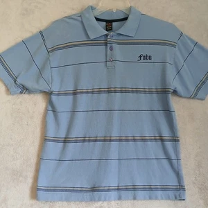 FUBU Junior's Boys Teen S/S Light Blue Striped Med. Knit Polo Shirt Sz 16/18 - Picture 1 of 4