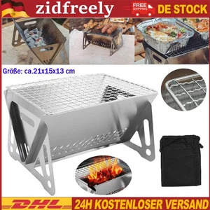 Outdoor BBQ Holzkohlegrill Camping Mini Tragbar Grill Klappgrill Edelstahl DEU - Bild 1 von 24