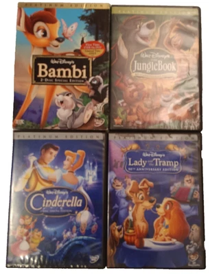 Disney DVD Lot (4) – Bambi, Jungle Book, Cinderella, Lady and the Tramp Like New - Image 1 of 4
