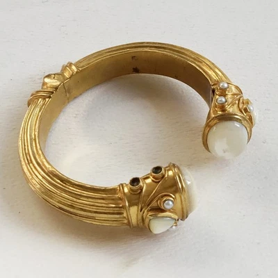 Brazalete Brazalete Promedio Julie Vos Brazalete Bisagras Iridiscente Imitación Perla Firmado Como Está Foto 1 de 4