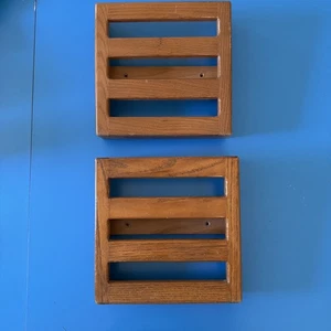 Two Vtg Wood Magazine Book Rack Wall Hanging MCM Style - Picture 1 of 15