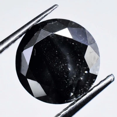Black-Gray Moissanite 1.45 Ct Round 7 MM Faceted Rarest Loose Gemstone - Image 1 of 4