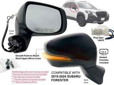 Espejo retrovisor lateral para SUBARU FORESTER 2019-2024 con luz de señalización pasajero lado derecho Foto 1 de 4