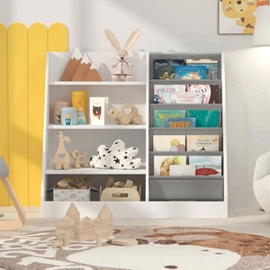 White Bookshelf Storage Shelf For Children's Reading Room Modern Open Storage - Picture 1 of 9