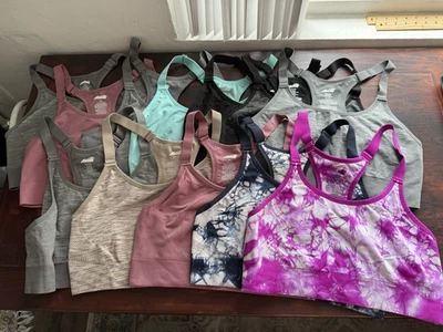 Lot of 12 Avia Sports Bra Size XXXL 3X Blue Gray Tan Racerback Key Hole Pink - Image 1 of 4