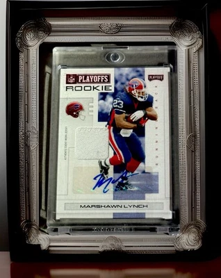 MARSHAWN LYNCH 2007 PLAYOFFS ROOKIE PATCH AUTOGRAPH AUTO! RC! #38/50! BILLS!! - Image 1 of 3