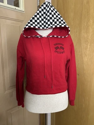 Forever 21 Women's Red checkered hoodie with Yokohama Speedway graphic Size M — 第 1/4 张图片