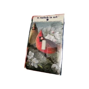 Red Cardinal Decorative Metal Switchplate Cover - A Switch in Art- Cardinal Pair - Picture 1 of 4
