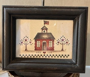 Small Vintage Framed “Little Red Schoolhouse”Print 3.25X4.25 - Picture 1 of 7