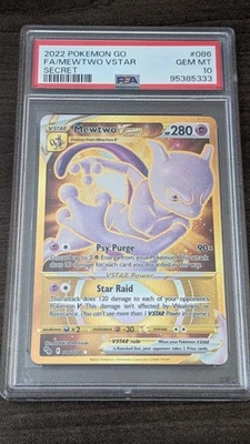 MEWTWO VSTAR 2022  Pokemon #086/078 PSA 10 GEM MINT Pokemon GO GOLD SECRET RARE - Image 1 of 2