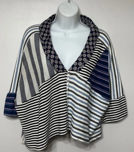 We Free People Tunika Damen Gr. Medium Streifen ist rechts Oberteil Patchwork Poncho - Bild 1 von 9