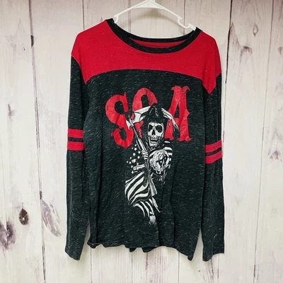 Sons of Anarchy Mens Large Shirt Red Black Long Sleeve Graphic - Image 1 of 4