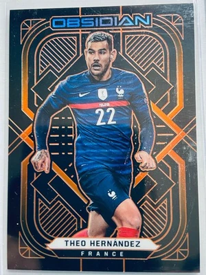 Theo Hernandez 2021-22 Panini Obsidian Orange Flood /25 France AC Milan - Image 1 of 2