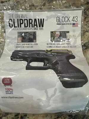 Clipdraw Belt Clip for Glock 43 43X & 48 9mm IWB Black Ambidextrous Clip Holster - Image 1 of 2