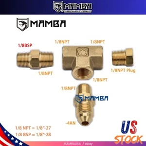 Adaptador de 3 vías 4AN 1/8" NPT BSPT Tee T montaje turbo sensor de presión de alimentación de aceite - Imagen 1 de 2