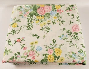 VINTAGE Bed Linen Double Full Flat Sheet Floral Yellow Pink Blue #2 A29 - Picture 1 of 2