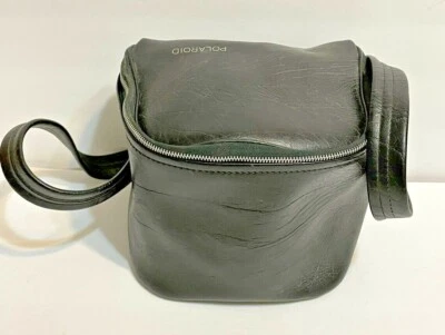 Bolso para cámara vintage de cuero negro polarioide con cremallera y correa para el hombro 8 x 7 x 6,5 Foto 1 de 4