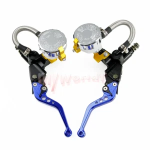 Blue Universal Motorcycle Hydraulic Brake Clutch Master Cylinder Reservoir Lever - Picture 1 of 3