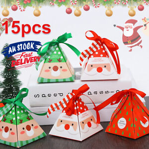 15pcs Paper Tree Christmas Candy Box Gift Bag