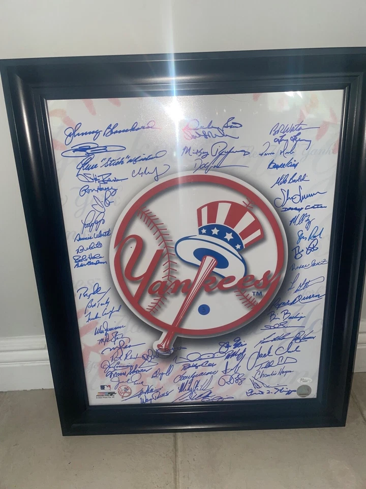 Framed Yankees Stars players from 1960s-1990s 62 signatures Color Print 16x20  - Image 1 of 4