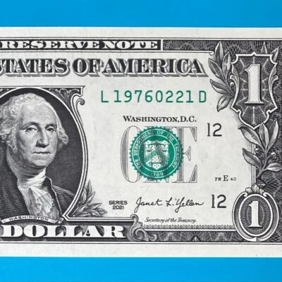 1976 February 21 : L 19760221 D BIRTHDAY NOTE $1 One Dollar Bill *UNC* - Image 1 of 4