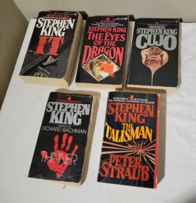 Lot of 5 Stephen King 1987 IT, CUJO, THINNER, TALISMAN, EYES DRAGON First Signet Foto 1 de 4