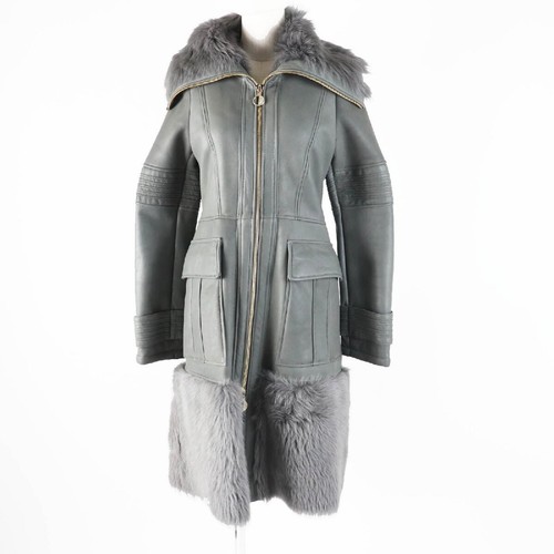 VERSACE COLLECTION Cappotto in vera pelliccia di shearling grigio 40
