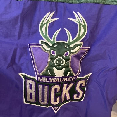 Винтажный 90-х стартер куртка парка мужской большой NBA Milwaukee баксы имеет недостатки см. фото! - Изображение 1 из 4
