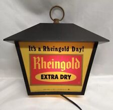 VINTAGE RHEINGOLD EXTRA DRY LIGHTED BEER COLONIAL LANTERN SIGN MAN CAVE BAR 70S