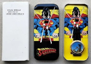 Orologio Superman L'uomo d'acciaio/1991? Cinturino in pelle/nuovo in latta/custodia originale - Foto 1 di 3