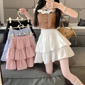 Large Size Skirt for Women, High Waist A-shaped Cake Skirt, Fluffy Short Skirt - Picture 1 of 24