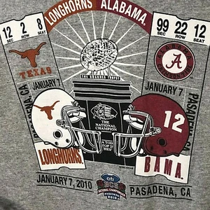 Delta 2010 BCS National Championship Tee Gray Small Longhorns vs Alabama Shirt - Foto 1 di 6