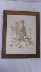 Norman Rockwell Young Lovers Cross Stitch / Needlepoint Framed - Picture 1 of 6