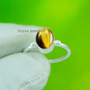 Tiger's Eye Gemstone 925 sterling silver handmade Gift Ring US size 5 to 10 - Picture 1 of 4