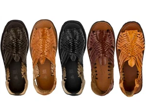 Mens Sandals Mexican Huaraches Authentic Genuine Leather Handmade Woven Open Toe - Picture 1 of 12