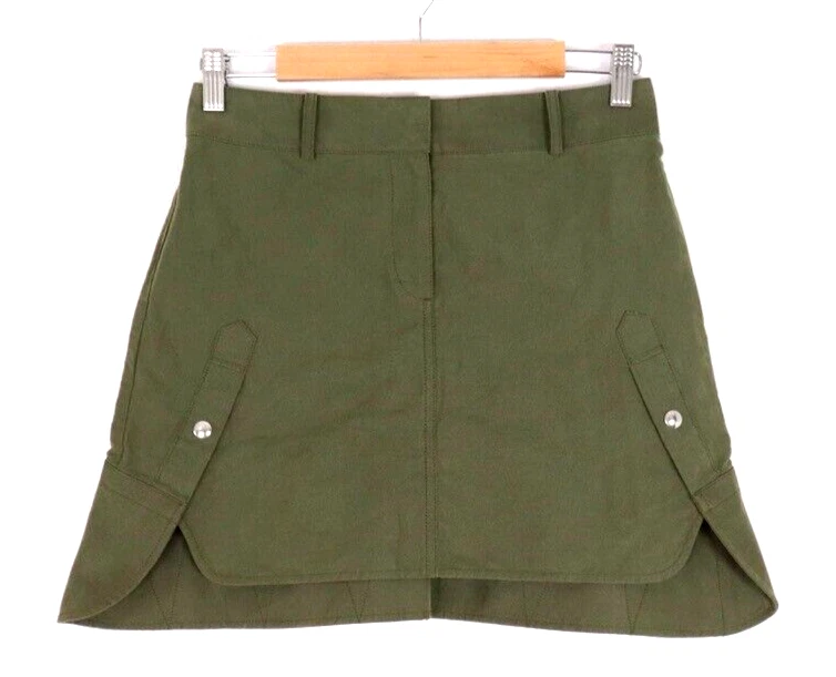 Falda Alexander Wang Mujer Mini Línea A Talla 2US 6 Caqui Verde Mezcla Algodón Foto 1 de 4