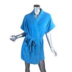 Vintage NOS Women's Blue Terry Robe Short Sleeve Tie Waist New! Size Large