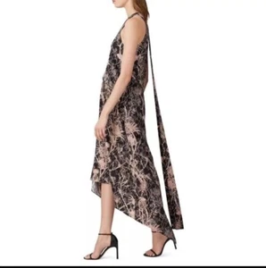 Vestido Cedric Charlier Para Mujer 8 Abstracto Corbata Alta Baja Cóctel Fiesta Maxi ITALIA - Imagen 1 de 12