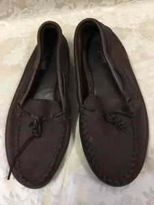 Minnetonka 892 Moose Hide mocassini classici slip on marrone cioccolato 13 scarpe - Foto 1 di 11