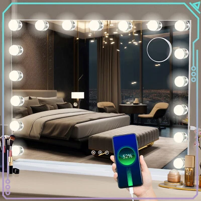 YAMISSI Großer Hollywood-Schminktischspiegel mit 17 LED-Lampen 3 Lichtmodi Einstellbar