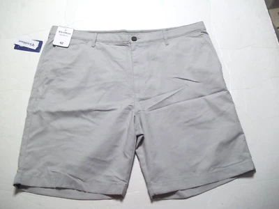 NEW Caribbean sz 42 Flat-Front Performance Stretch 9" Inseam Shorts light gray - Image 1 of 2