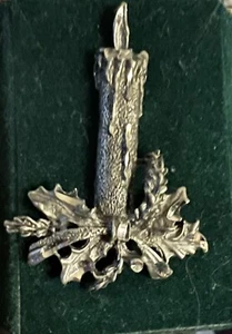 Christmas Candle Pin Back Beautiful Silver Tone W Box - Picture 1 of 3