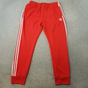 Adidas Mens Tracksuit Bottoms XL Red Firebird Trefoil Superstar Originals Y2K - Picture 1 of 10