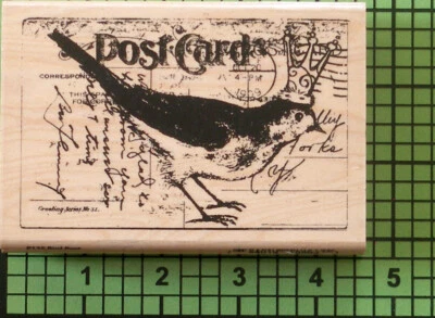 Bird Post P135 Post Card Collage Wood Mounted rubber stamp by Stampendous 2011 - Image 1 of 3