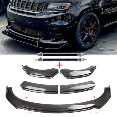 Carbon Fiber Style Front Bumper Lip Spoiler Strut Rod For Jeep Compass 2007-2023 — 第 1/4 张图片