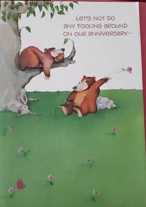 Funny Unused Greeting Card~ Bear Couple Forget Romance "Alone Time" in the Cave  - Picture 1 of 6